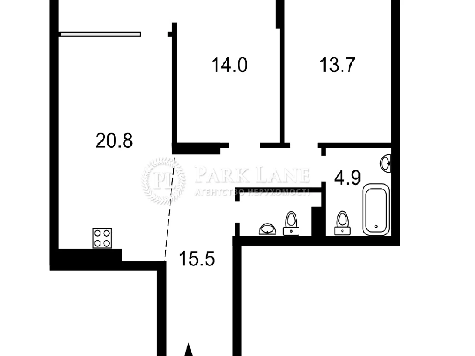 Продается 2-комнатная квартира 75.9 кв. м в Киеве, просп. Правды, 53/46