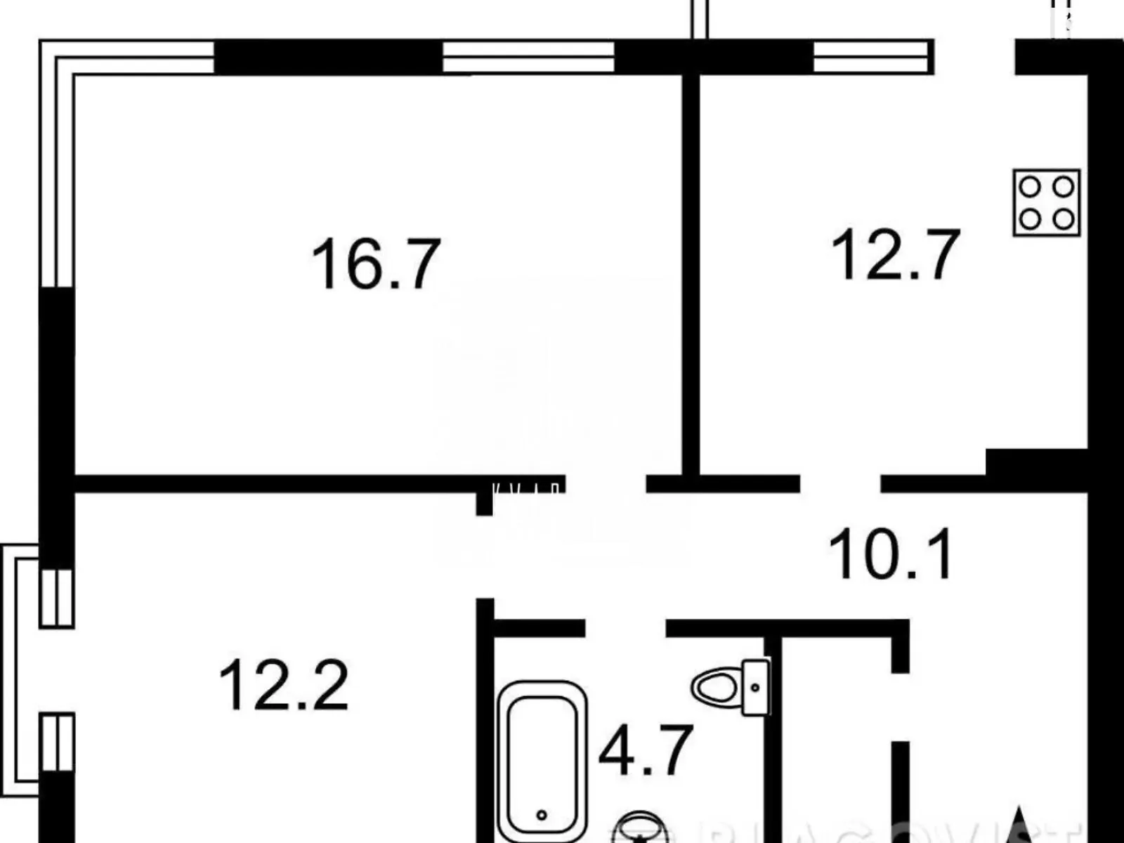 Продається 2-кімнатна квартира 61 кв. м у Києві, вул. Сім'ї Кульженків, 31