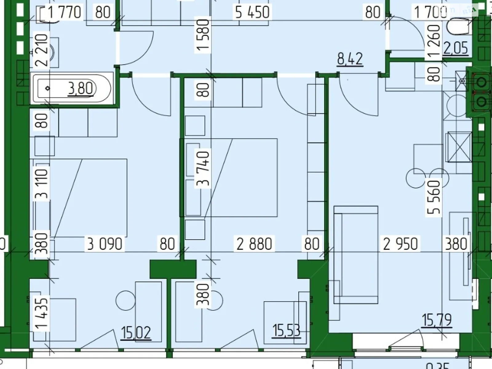 Продається 2-кімнатна квартира 61.8 кв. м у Бучі, цена: 33000 $ - фото 1