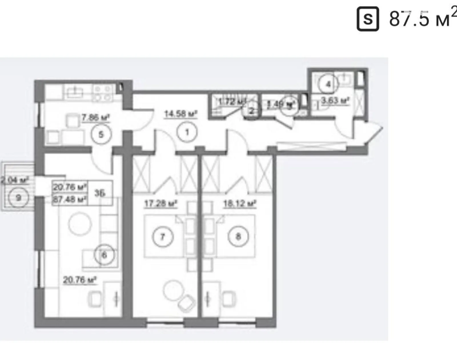 Продается 3-комнатная квартира 87 кв. м в Святопетровское, ул. Окружная, 8