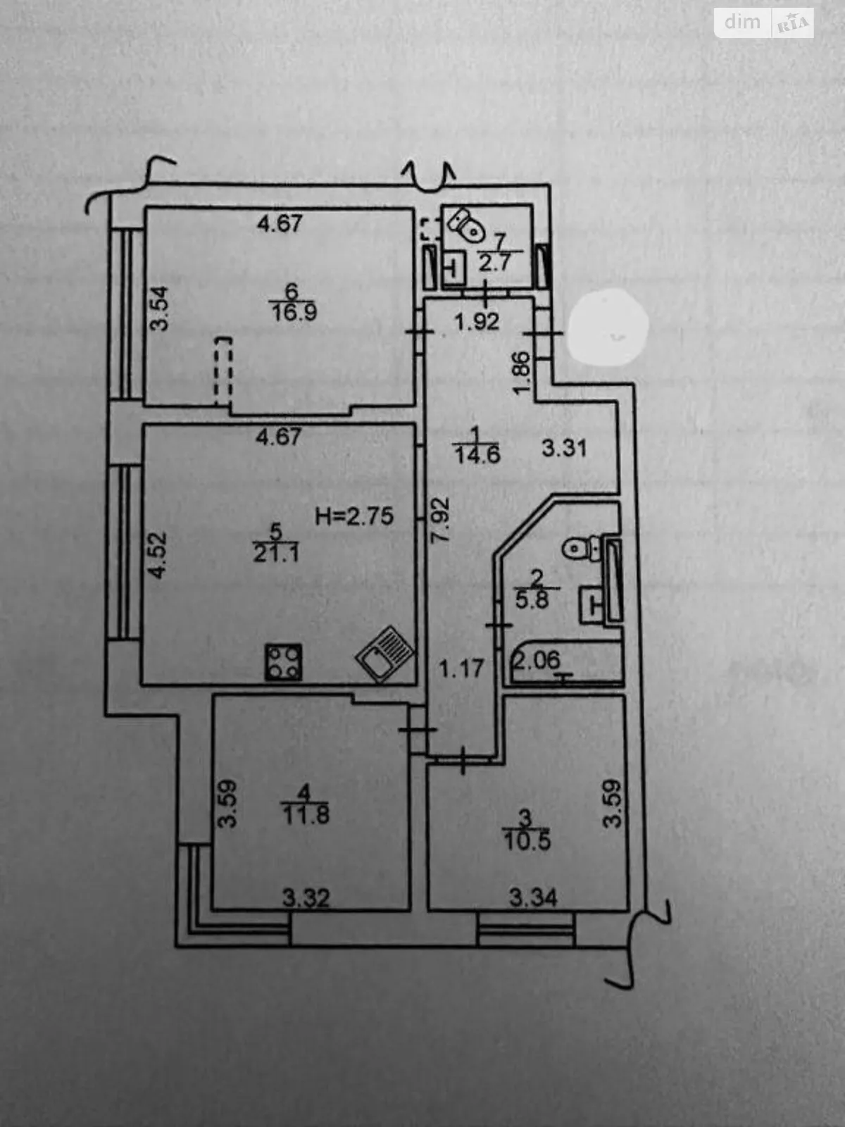 Продается 2-комнатная квартира 44 кв. м в Киеве, ул. Ревуцкого, 54