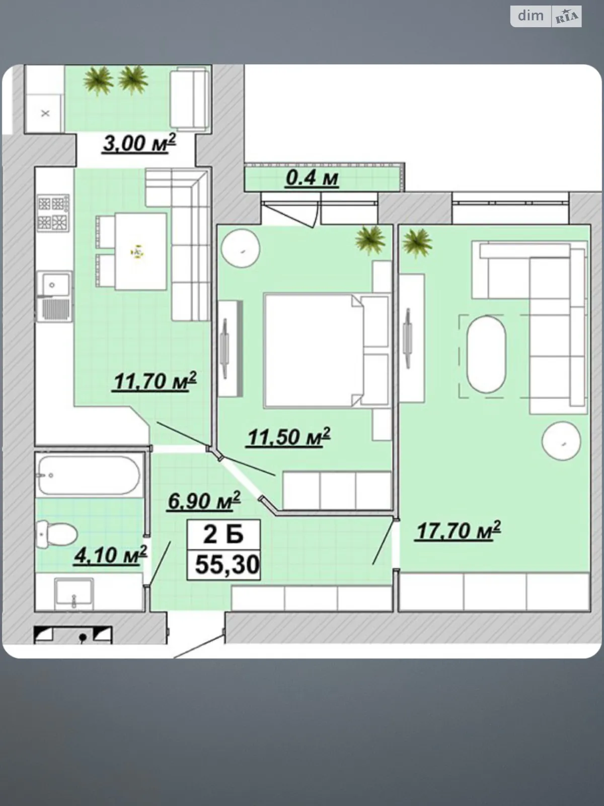 Продается 2-комнатная квартира 55 кв. м в Ивано-Франковске, ул. Княгинин, 44 - фото 1