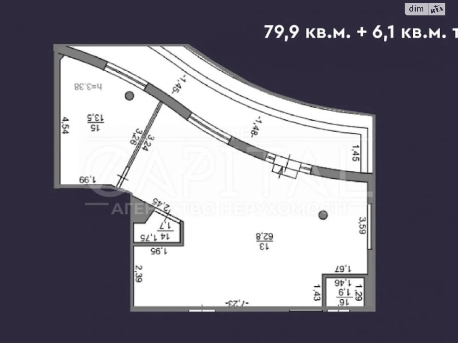 Сдается в аренду помещения свободного назначения 80 кв. м в 8-этажном здании, цена: 2184 $ - фото 1