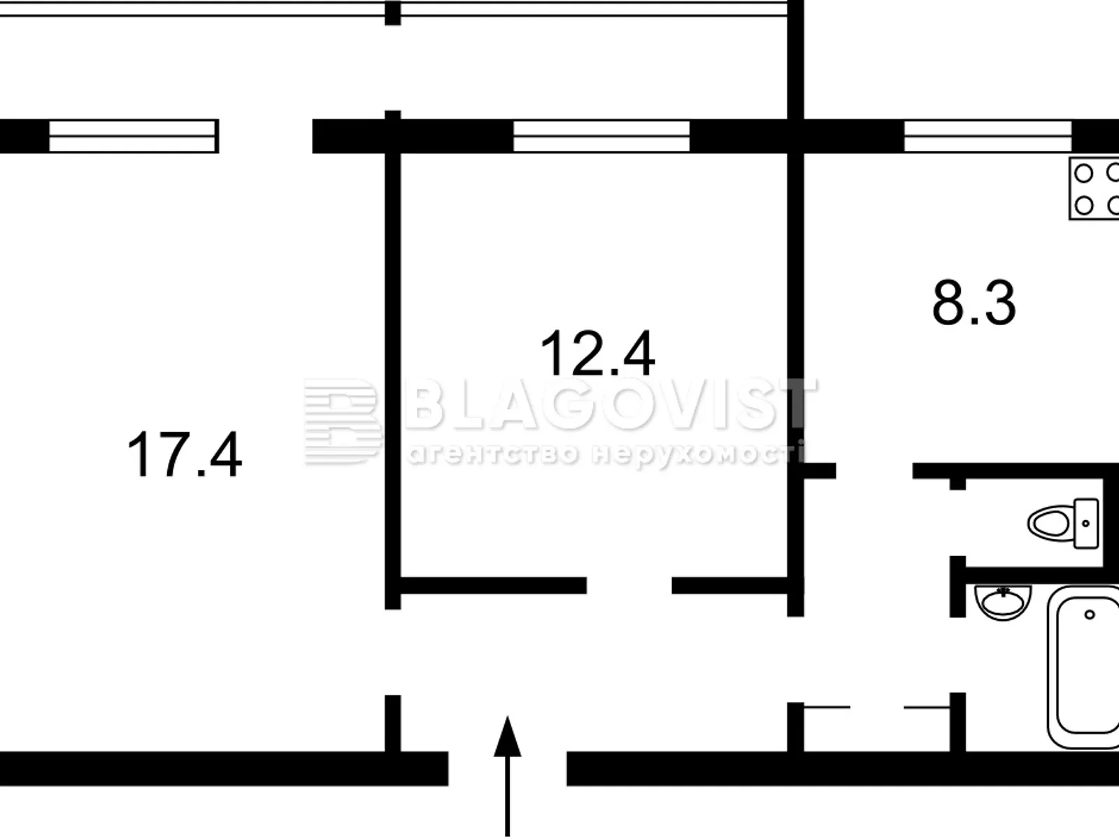 Продается 2-комнатная квартира 56 кв. м в Киеве, пер. Апрельский, 1В