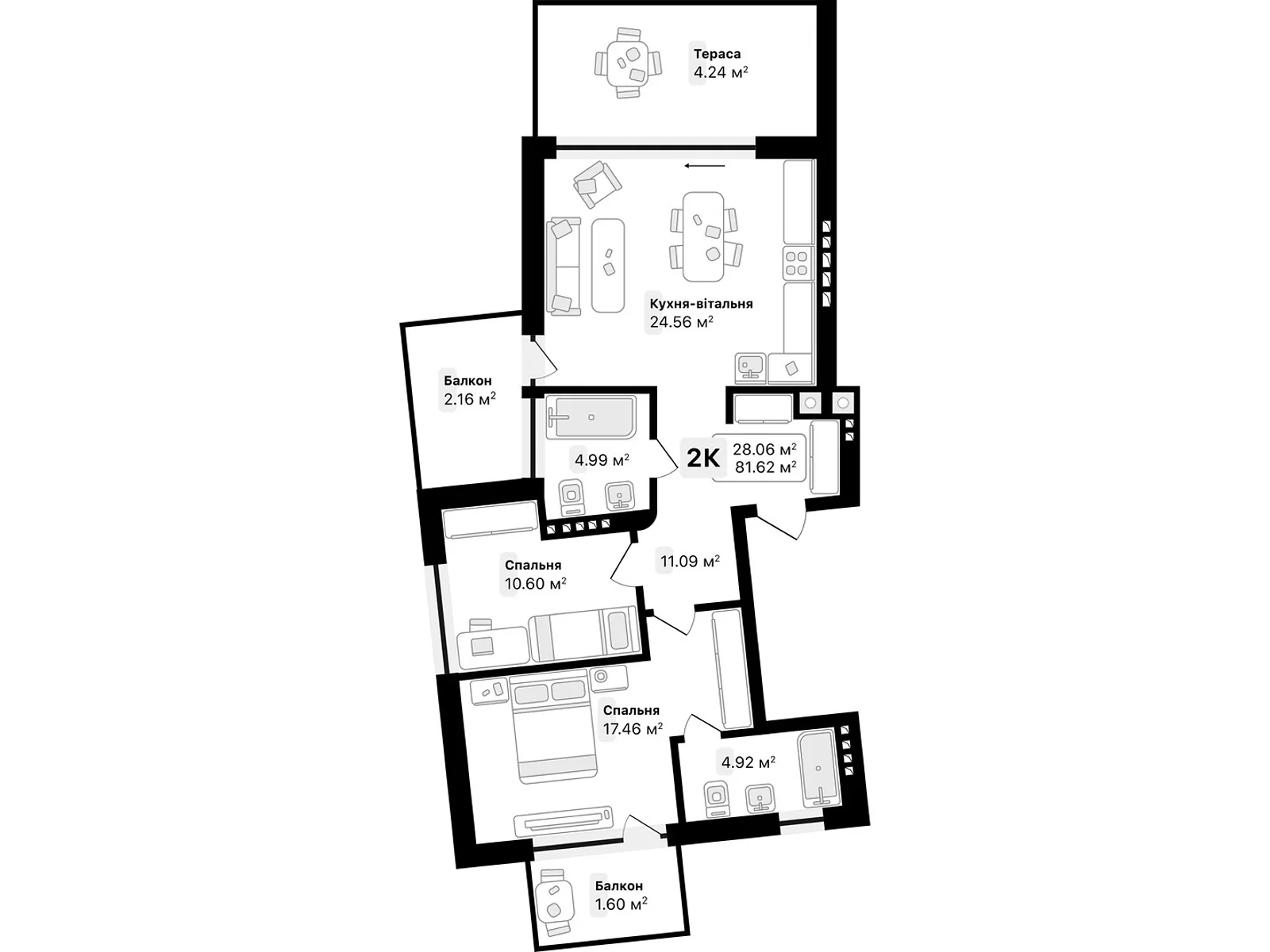 Продается 2-комнатная квартира 81.62 кв. м в Львове, ул. Кордубы - фото 1