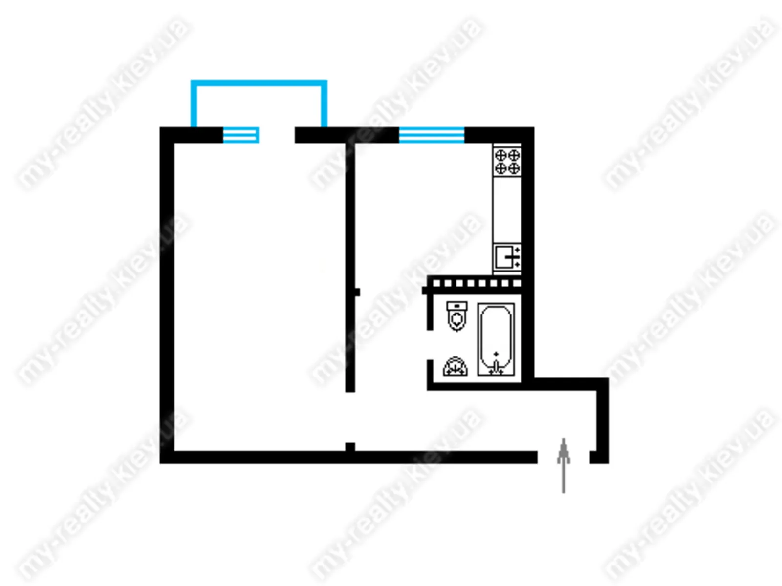 Продается 1-комнатная квартира 27 кв. м в Киеве, ул. Николая Кибальчича - фото 1