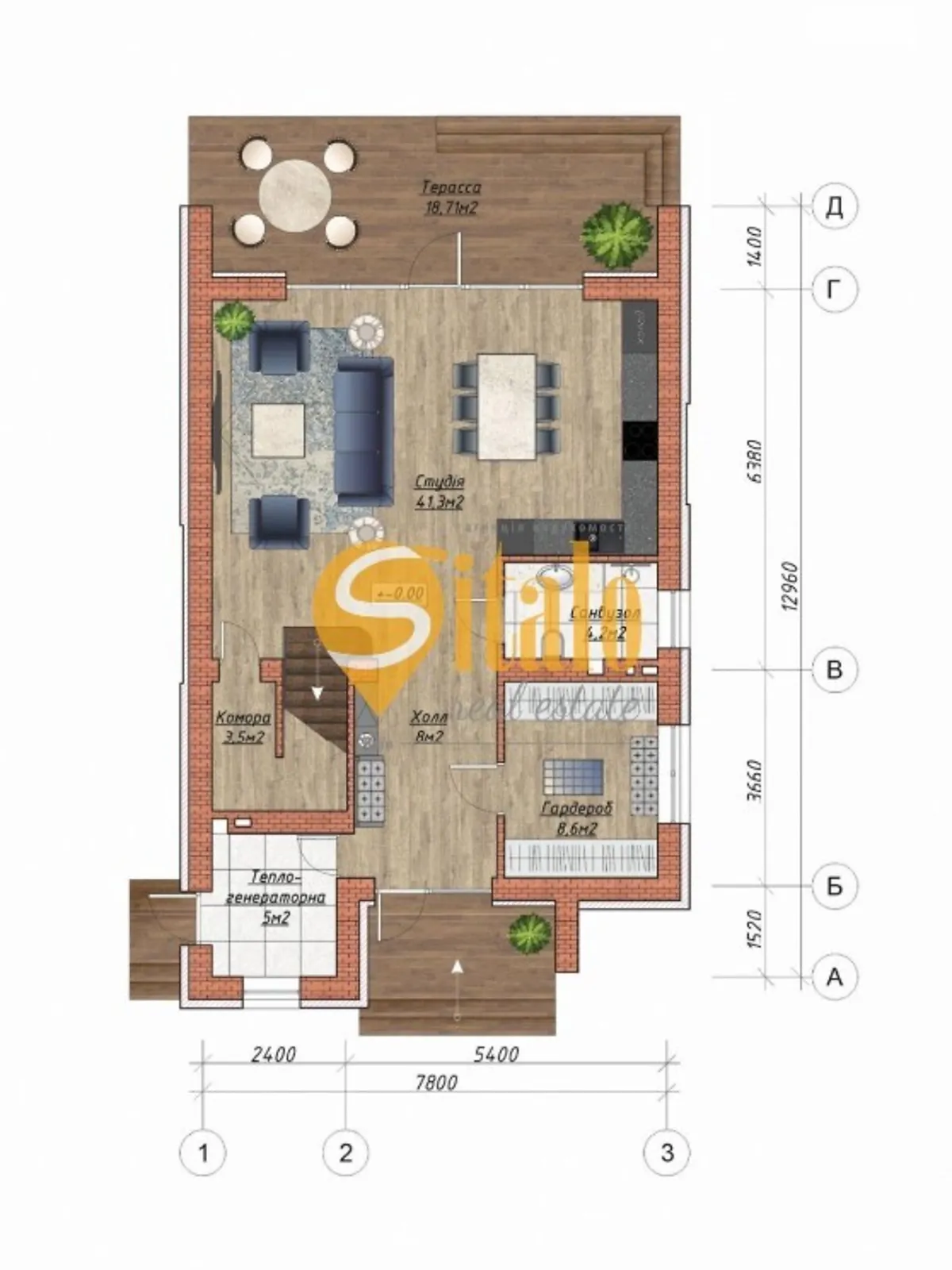 Продается дом на 2 этажа 150 кв. м с камином, цена: 120000 $