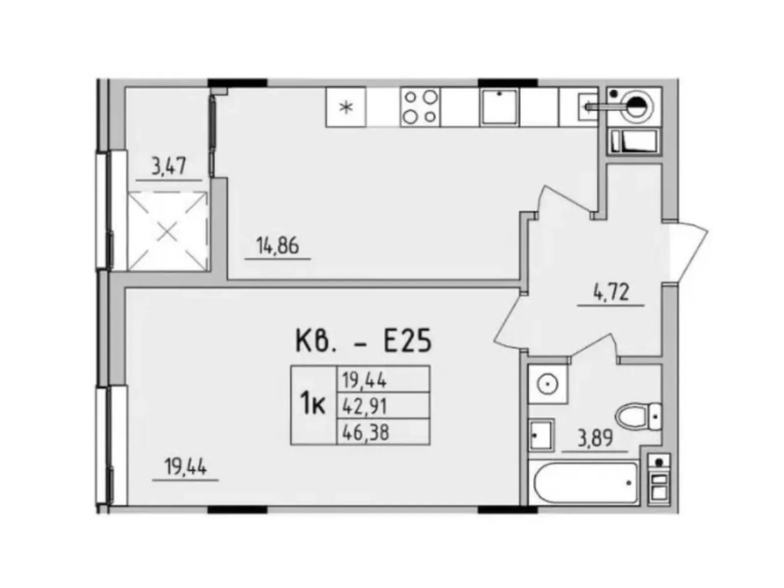 Продается 1-комнатная квартира 46.38 кв. м в Львове, ул. Стрыйская, 45 - фото 1