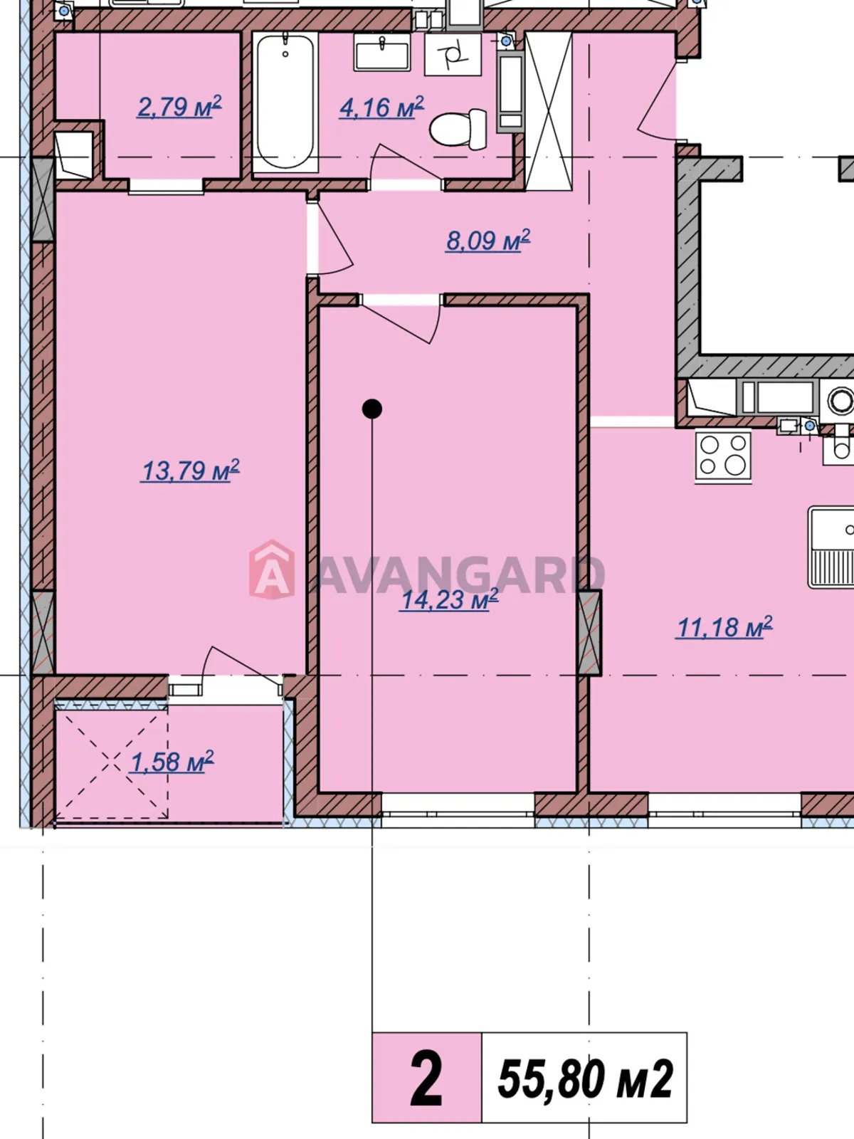 Продается 2-комнатная квартира 55 кв. м в Львове - фото 3