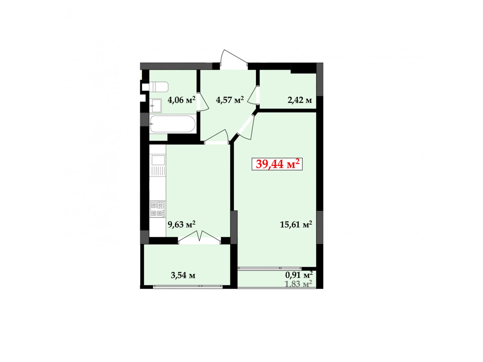 Продается 1-комнатная квартира 40.3 кв. м в Ивано-Франковске, ул. Кобылянской, 20