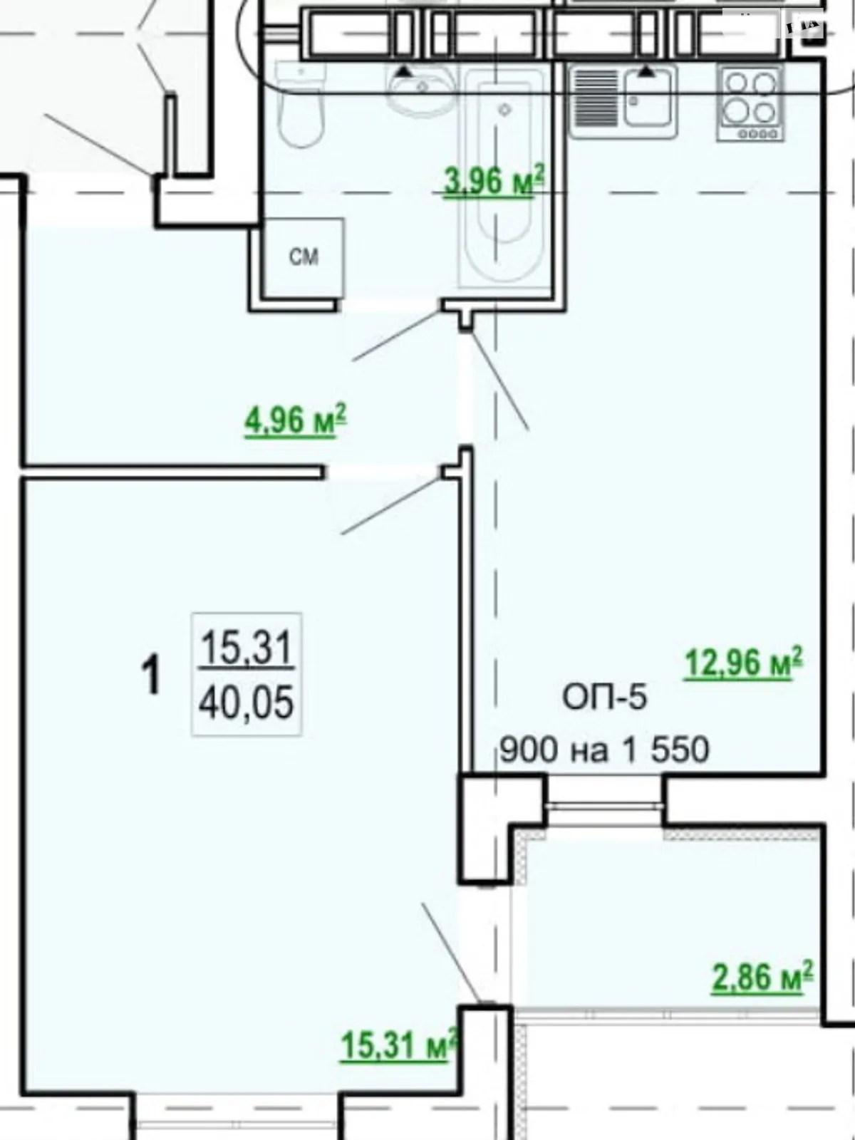 Продается 1-комнатная квартира 40 кв. м в, цена: 15800 $ - фото 1