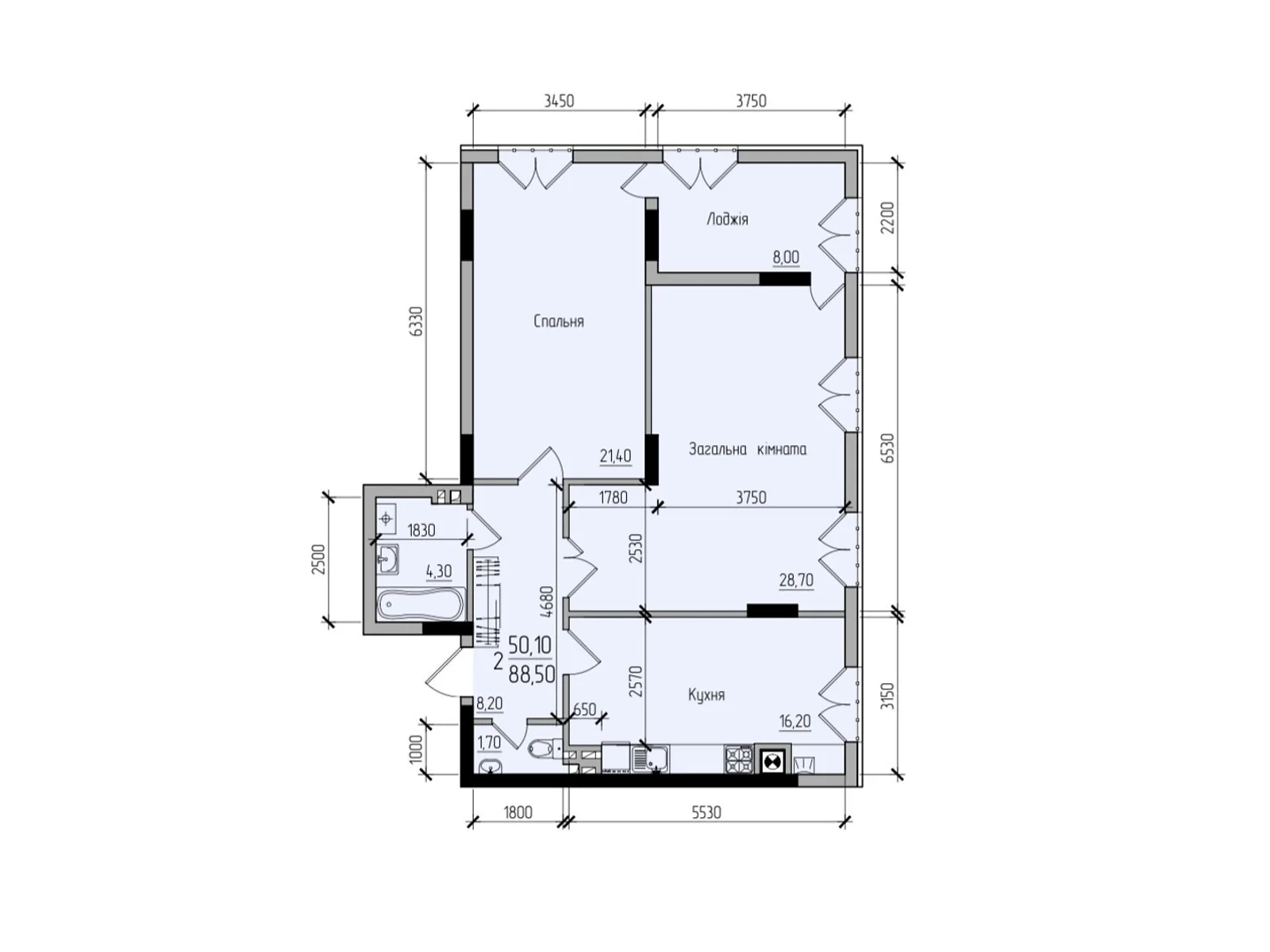 Продается 2-комнатная квартира 83.1 кв. м в Черновцах, цена: 62325 $