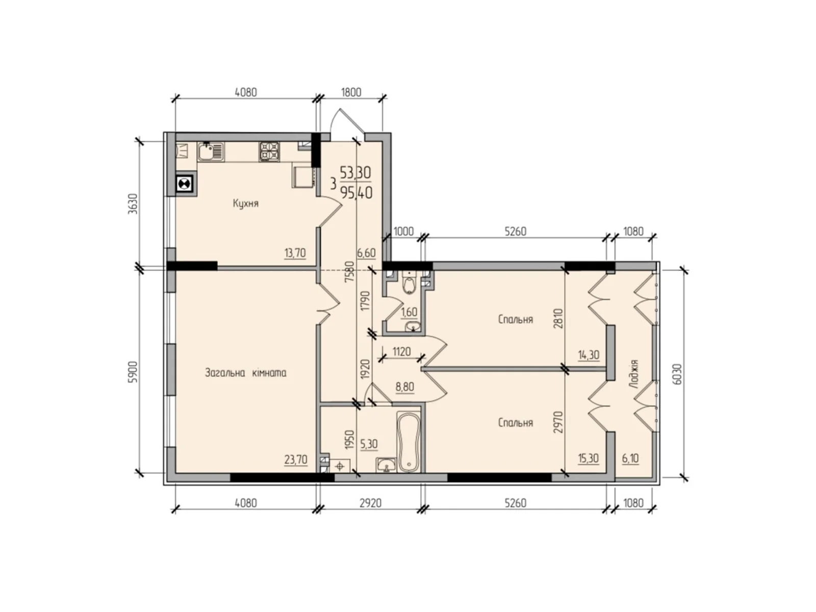 Продается 3-комнатная квартира 95.4 кв. м в Черновцах, ул. Русская, 229Б - фото 1