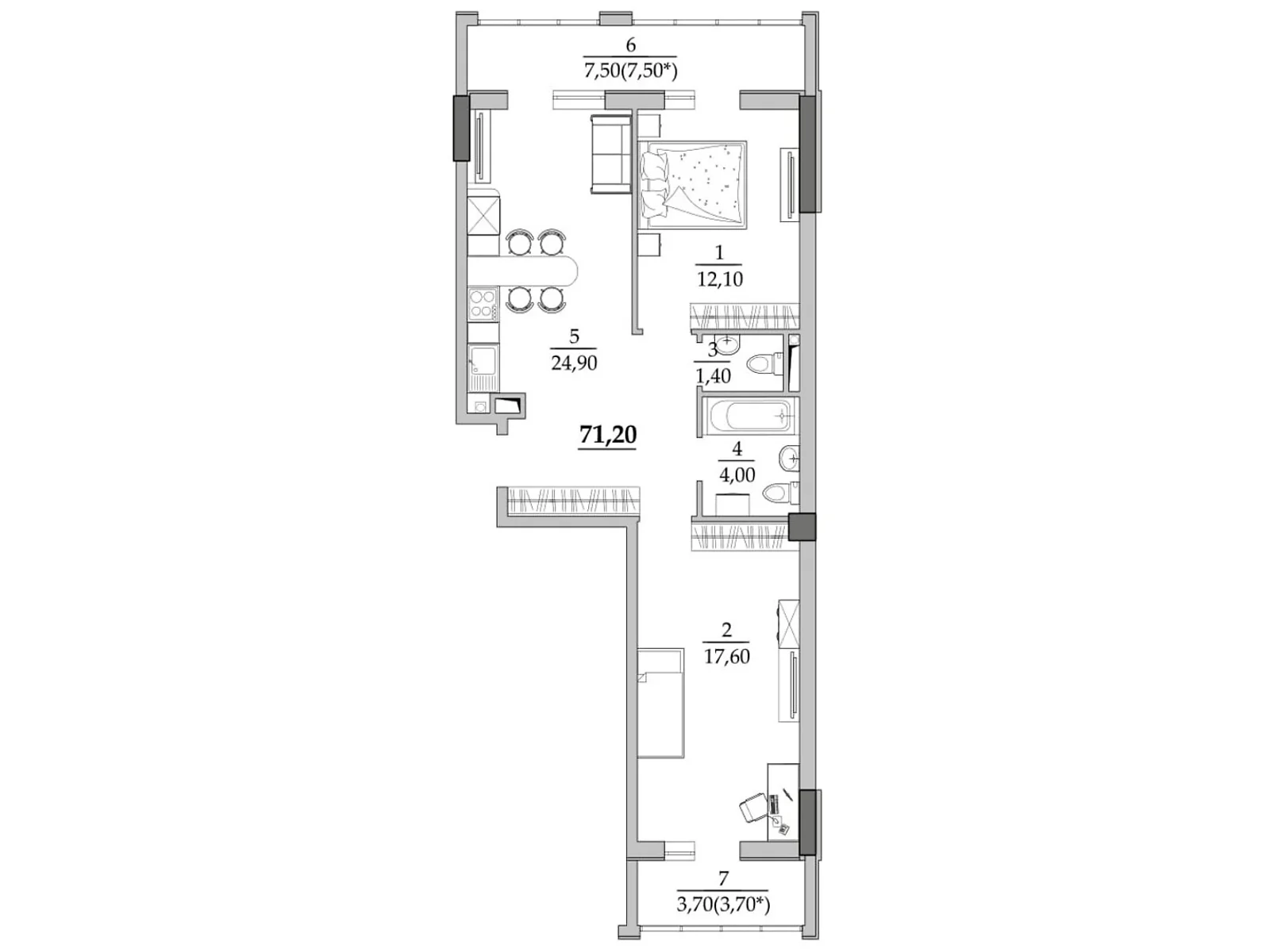 Продается 2-комнатная квартира 71.2 кв. м в Лиманке, ул. Спортивная - фото 1