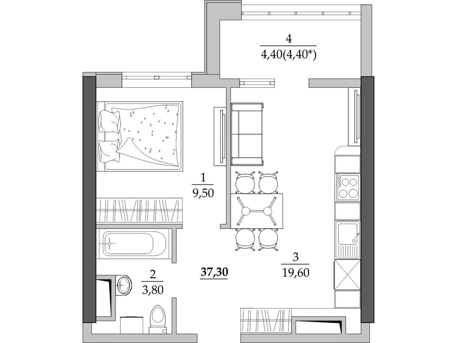 Продается 1-комнатная квартира 37.3 кв. м в Лиманке, ул. Спортивная - фото 1