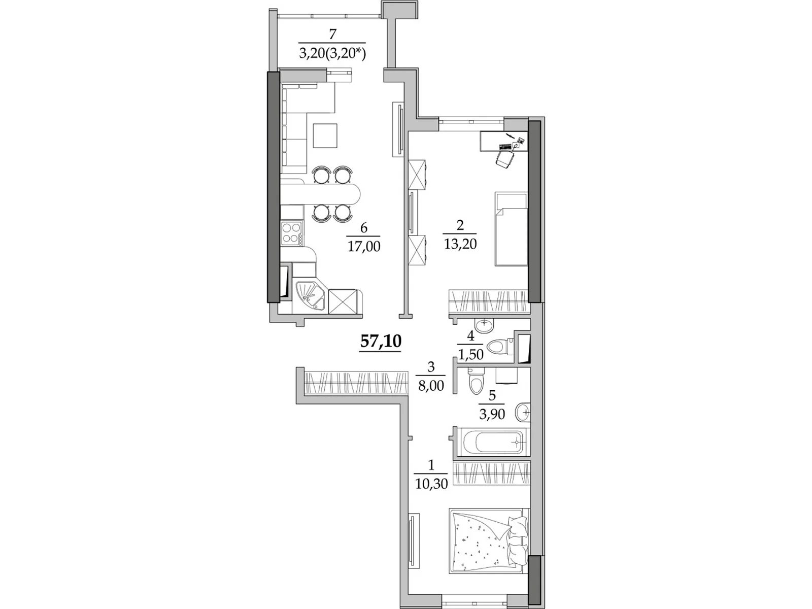 Продается 2-комнатная квартира 57.1 кв. м в Лиманке, ул. Спортивная - фото 1