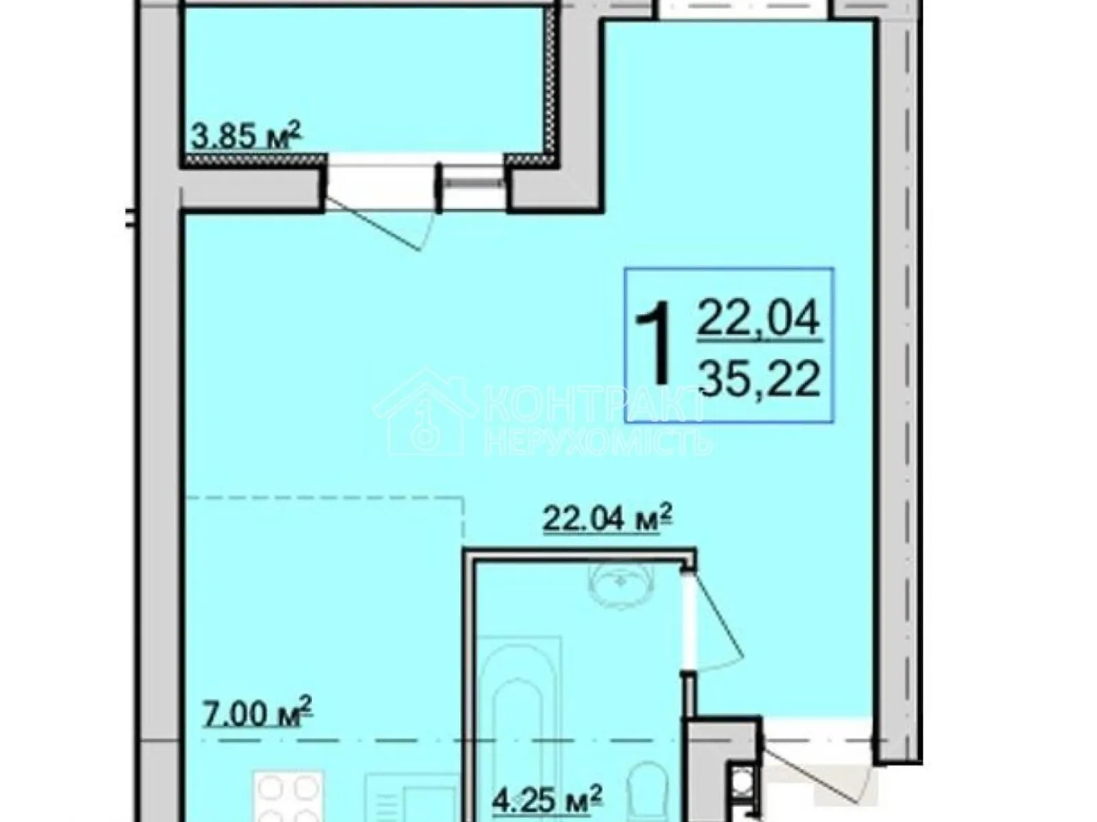 Продается 1-комнатная квартира 35.22 кв. м в Харькове, цена: 14500 $ - фото 1