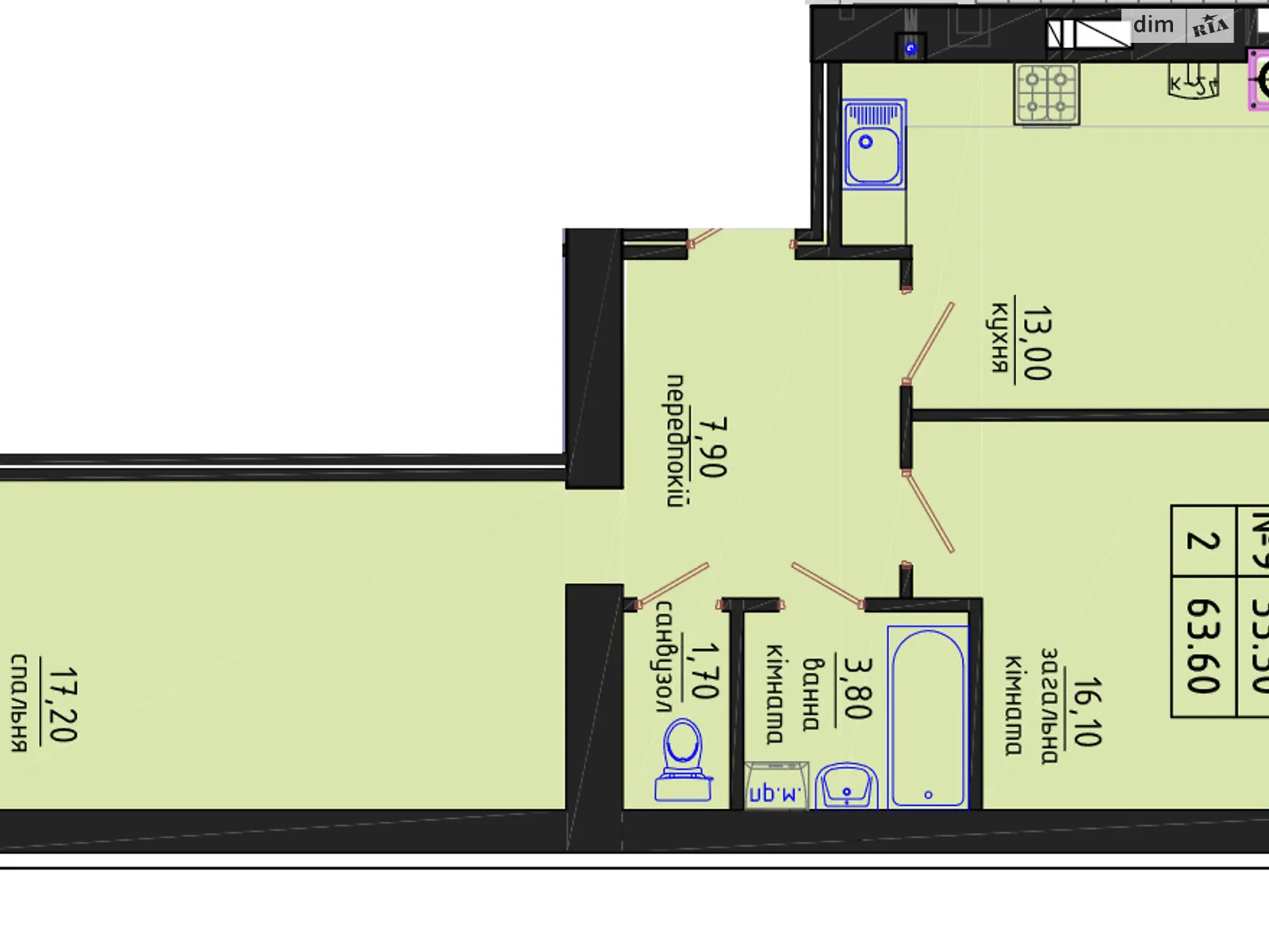 Продається 2-кімнатна квартира 63 кв. м у Житомирі, цена: 50400 $