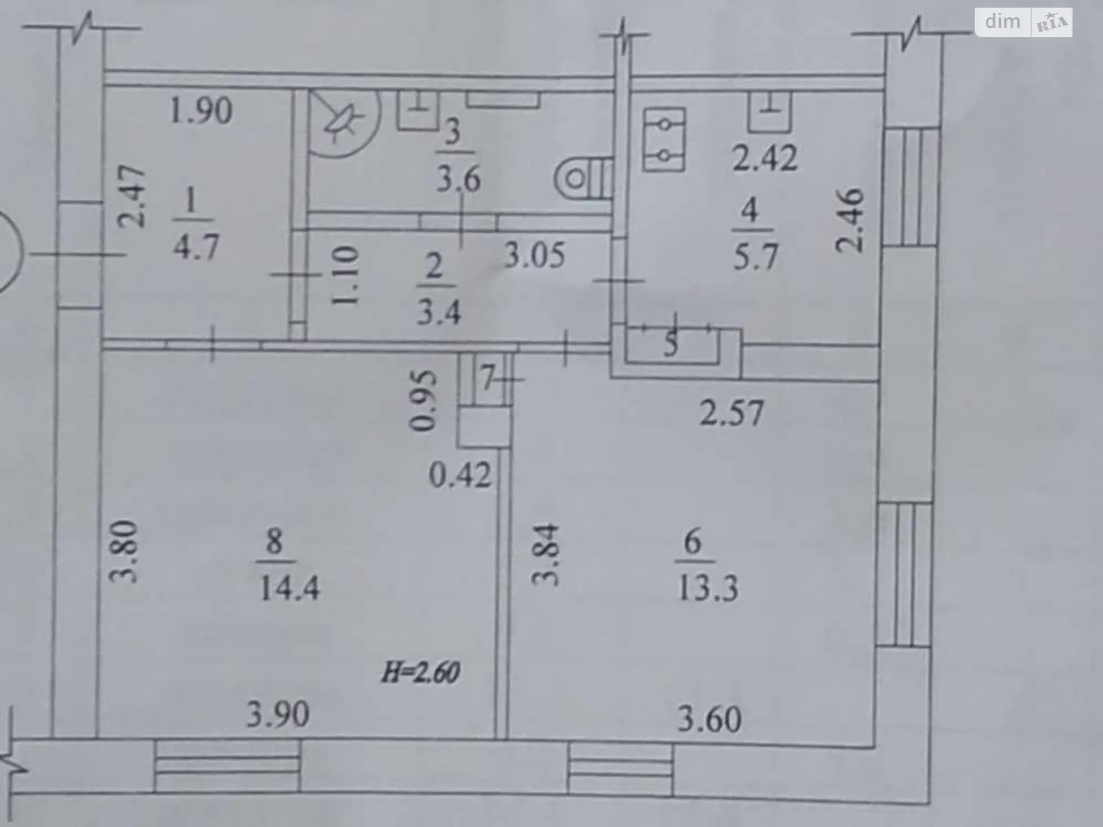 Продається 2-кімнатна квартира 45 кв. м у Харкові, вул. Семінарська, 84