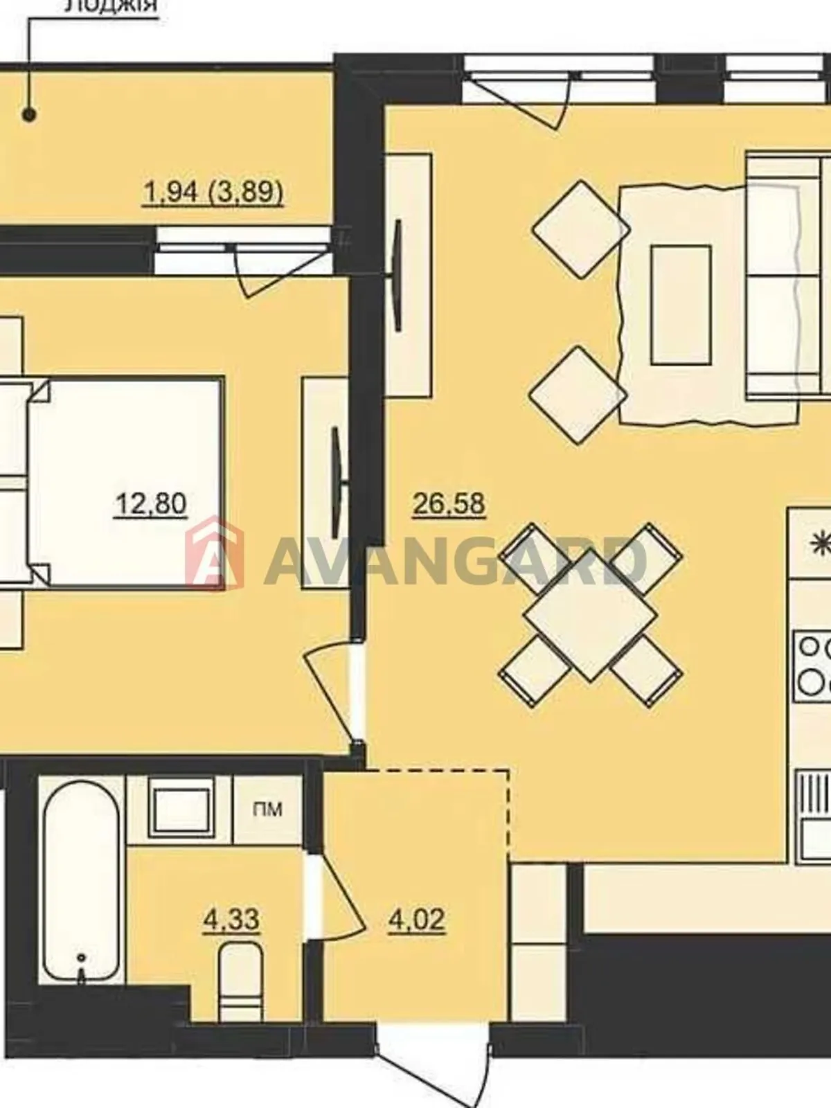 Продается 1-комнатная квартира 49 кв. м в Львове, ул. Лемковская, 3