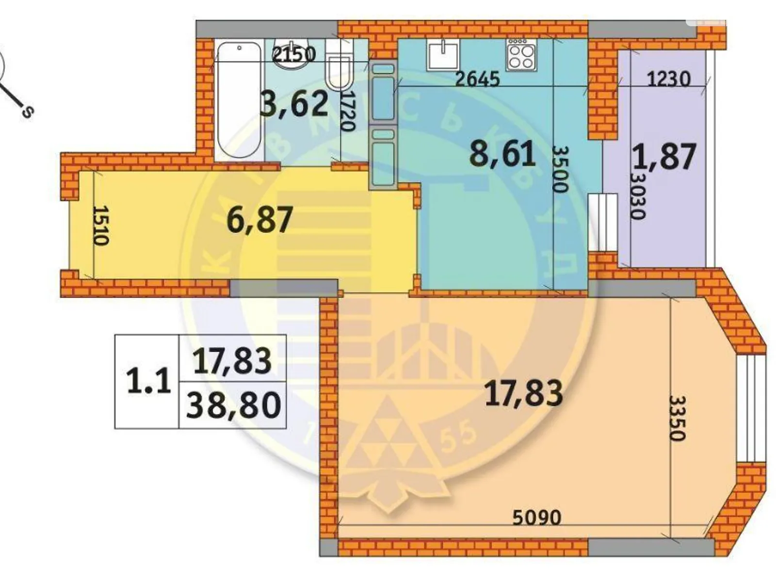 Продается 1-комнатная квартира 38 кв. м в Киеве, цена: 31000 $