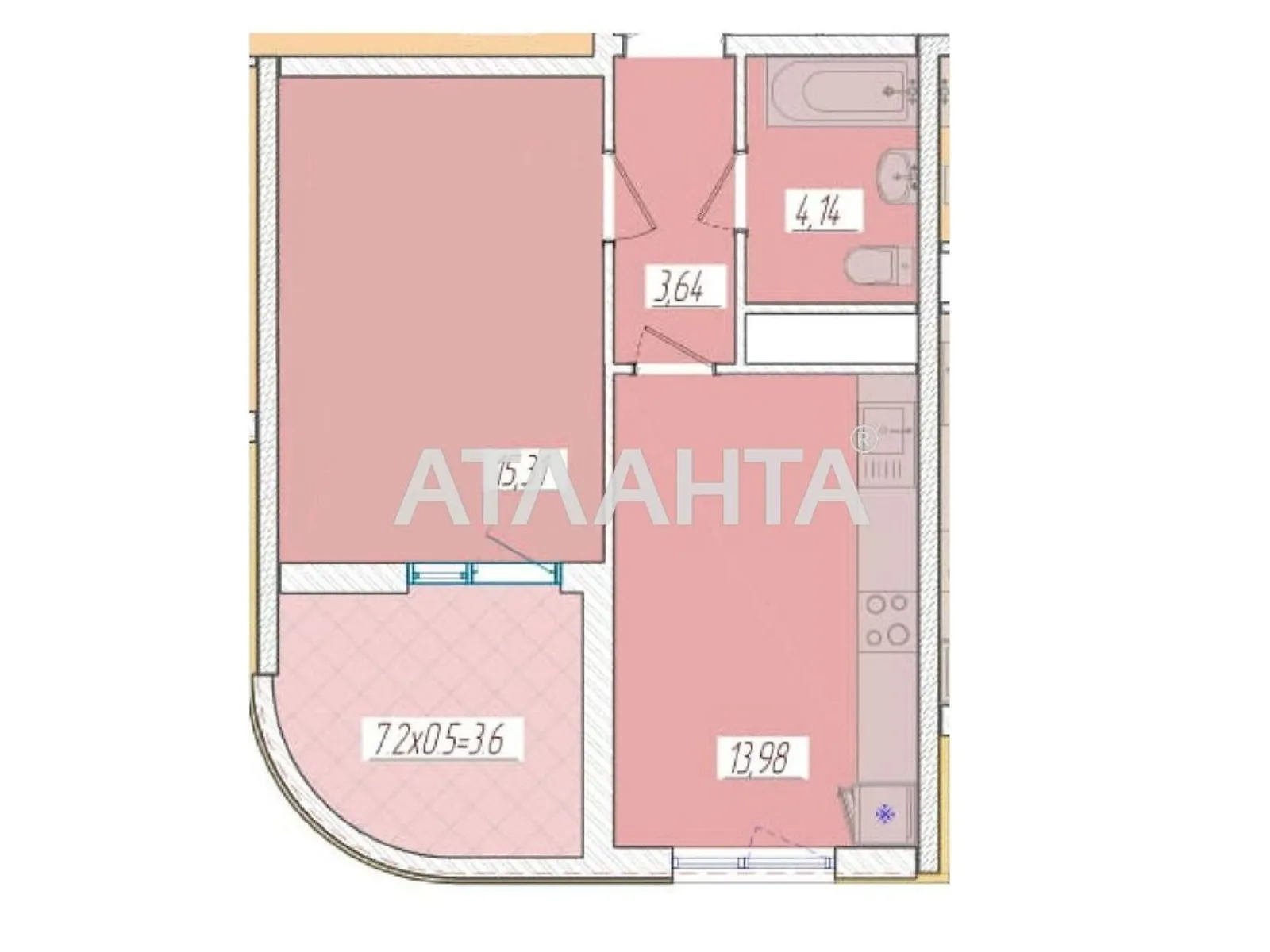 Продается 1-комнатная квартира 40.67 кв. м в Одессе, ул. Краснова