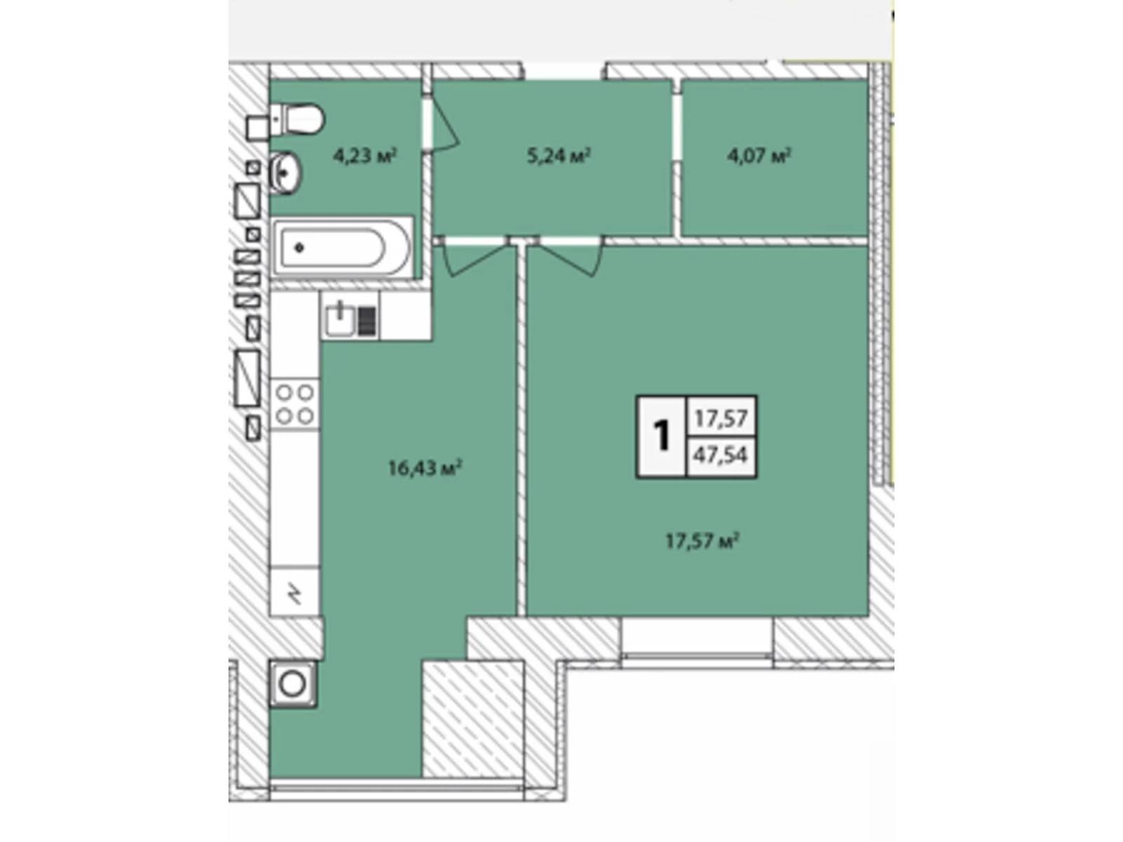 Продается 1-комнатная квартира 47.54 кв. м в Староконстантинове, цена: 26775 $