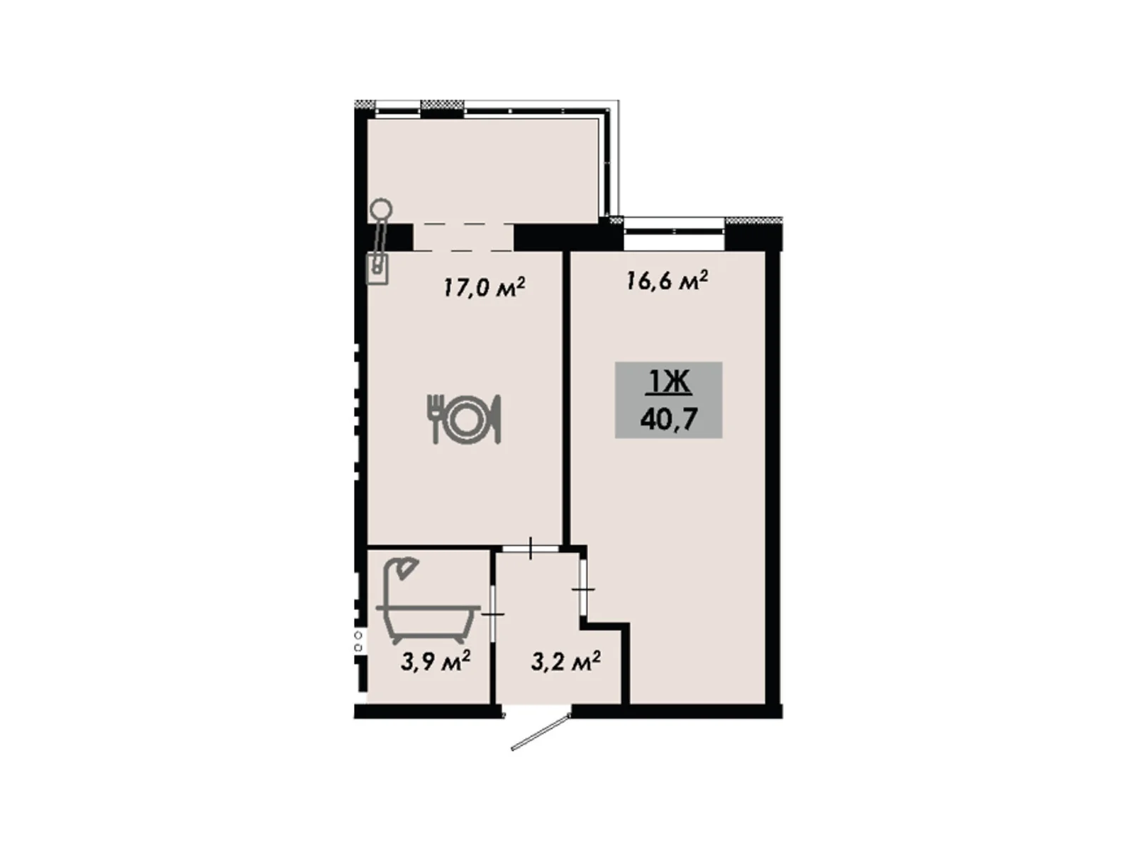 Продается 1-комнатная квартира 40.7 кв. м в Черкассах, вул. Надпольная, 222