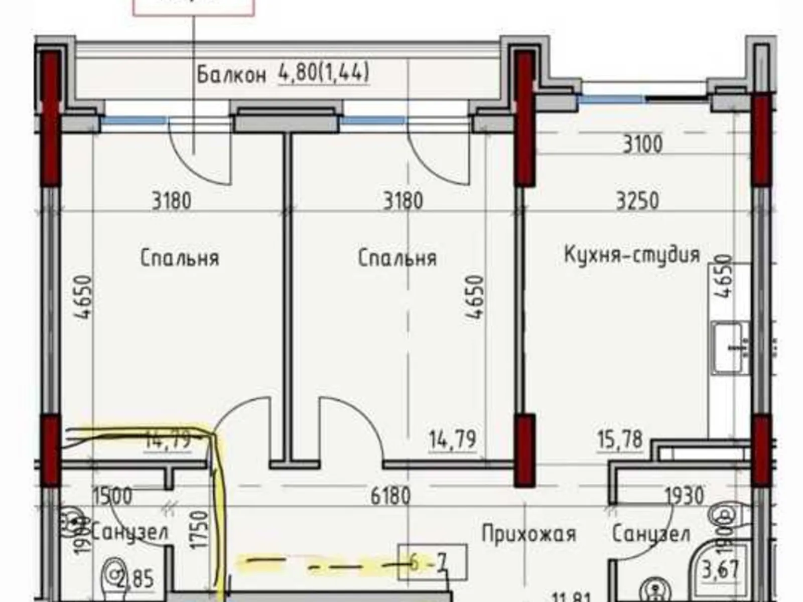 Продается 2-комнатная квартира 65 кв. м в Одессе, ул. Дмитрия Донского, 59