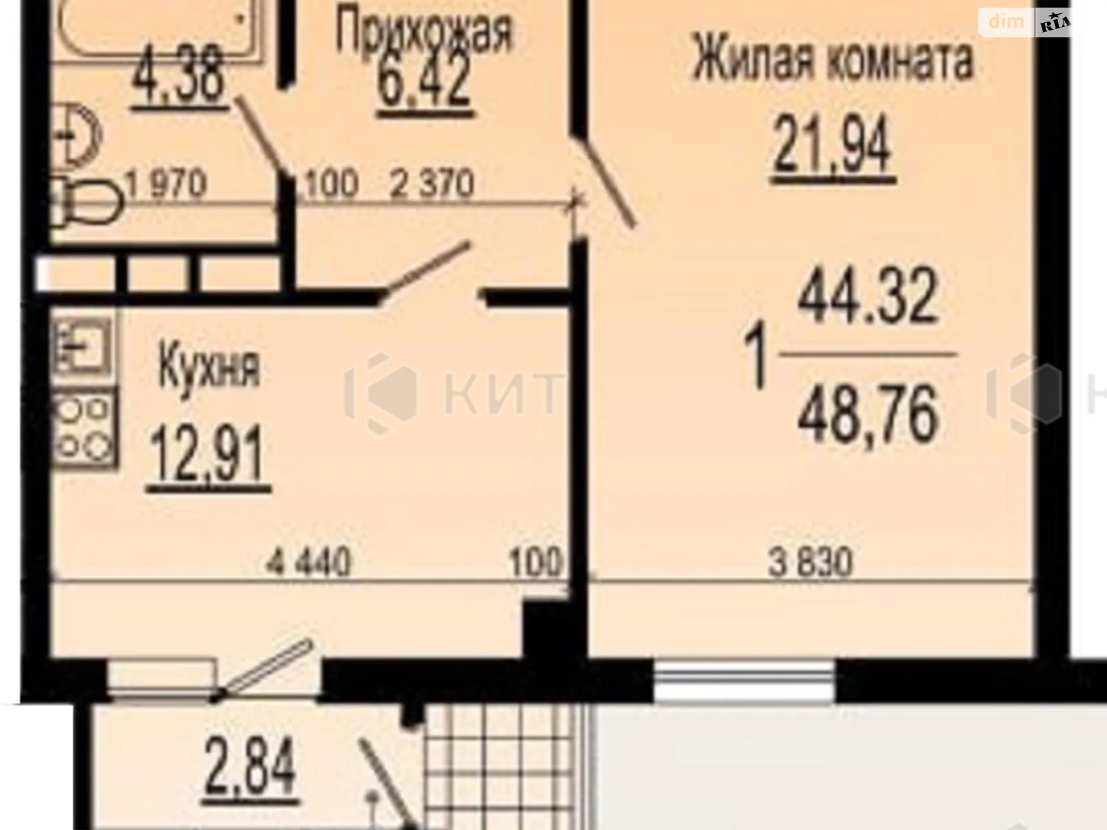 Продается 1-комнатная квартира 49.5 кв. м в Харькове, ул. Сухумская, 22