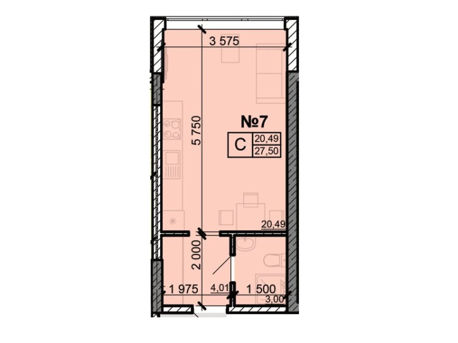 Продається 1-кімнатна квартира 27.9 кв. м у Одесі, цена: 25110 $