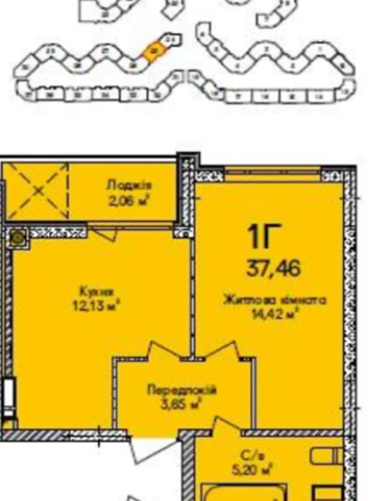 Продается 1-комнатная квартира 43 кв. м в Ирпене, ул. Кобылянской Ольги, 1В/23