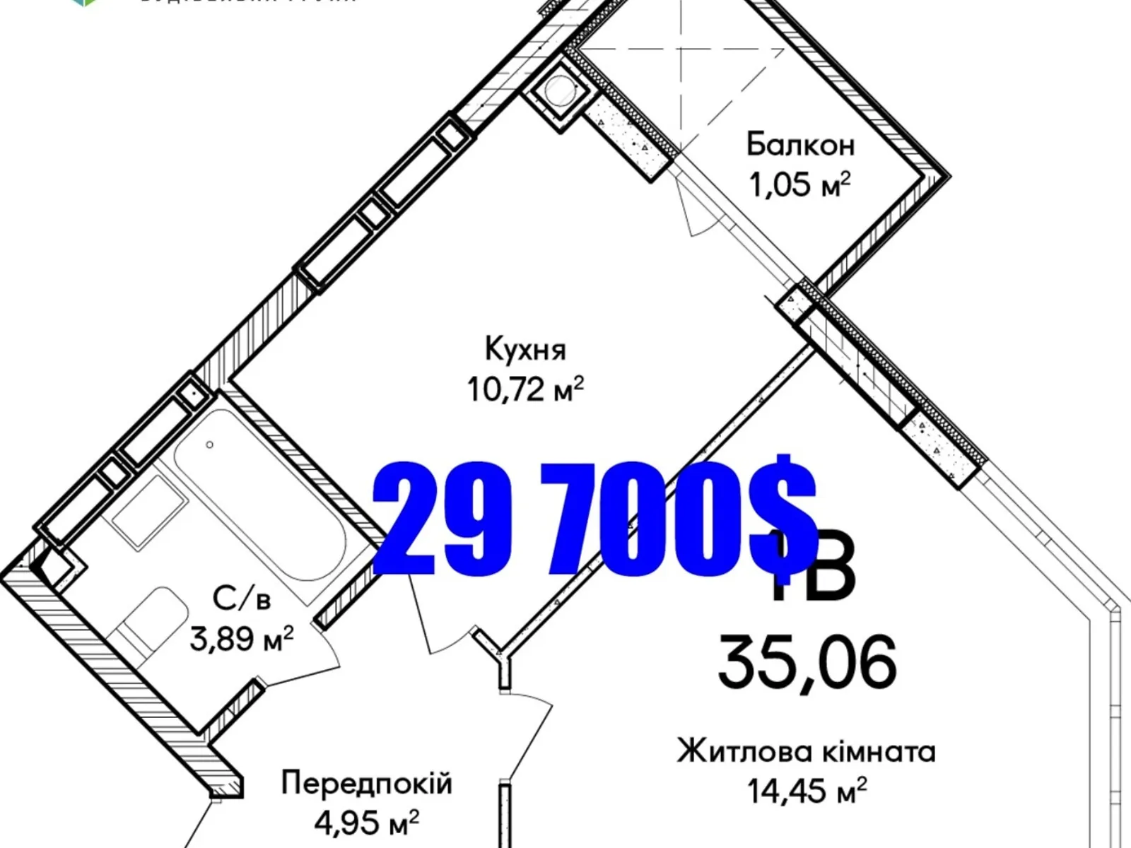 Продається 1-кімнатна квартира 35 кв. м у Ірпені, вул. Достоєвського, 18