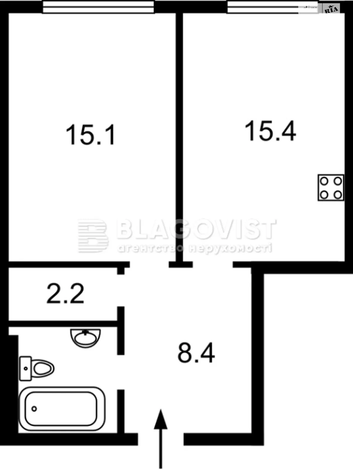 Продается 1-комнатная квартира 44 кв. м в Киеве, ул. Дегтяревская, 25