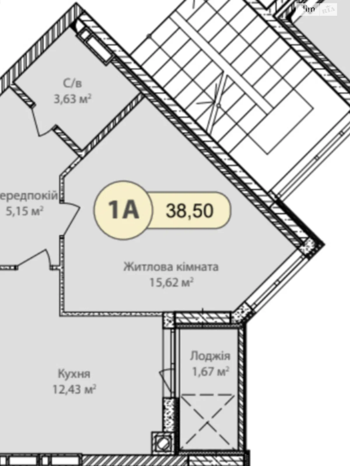 Продается 2-комнатная квартира 38.7 кв. м в Ирпене, ул. Кобылянской Ольги