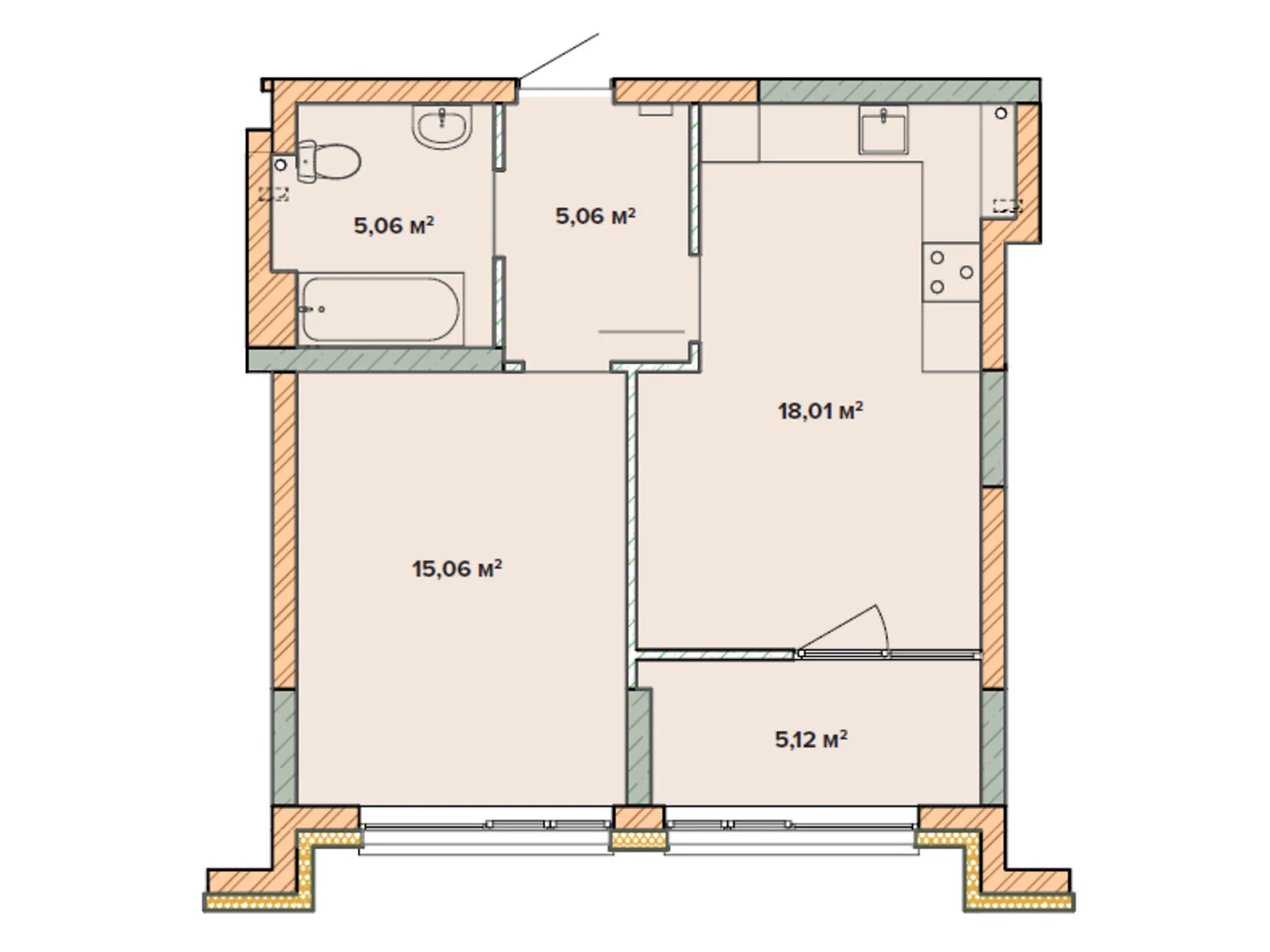 Продається 1-кімнатна квартира 48.31 кв. м у Броварах, цена: 42030 $