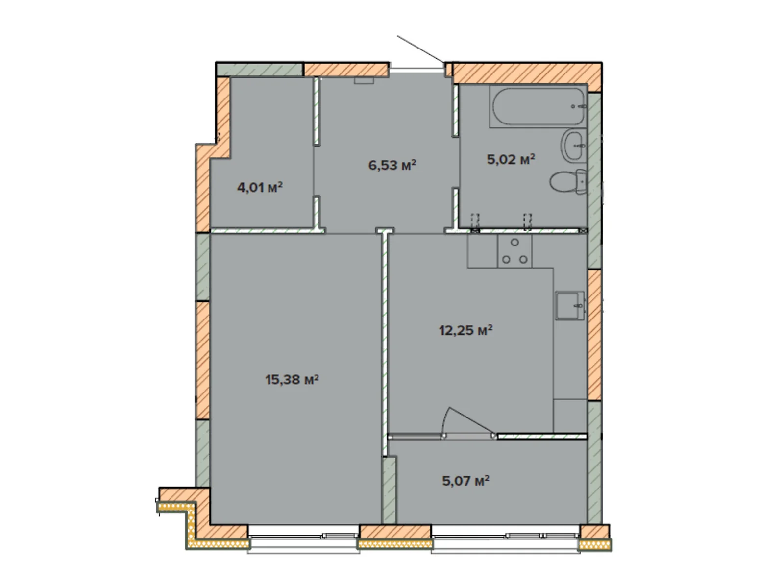 Продается 1-комнатная квартира 48.26 кв. м в Броварах, цена: 40780 $