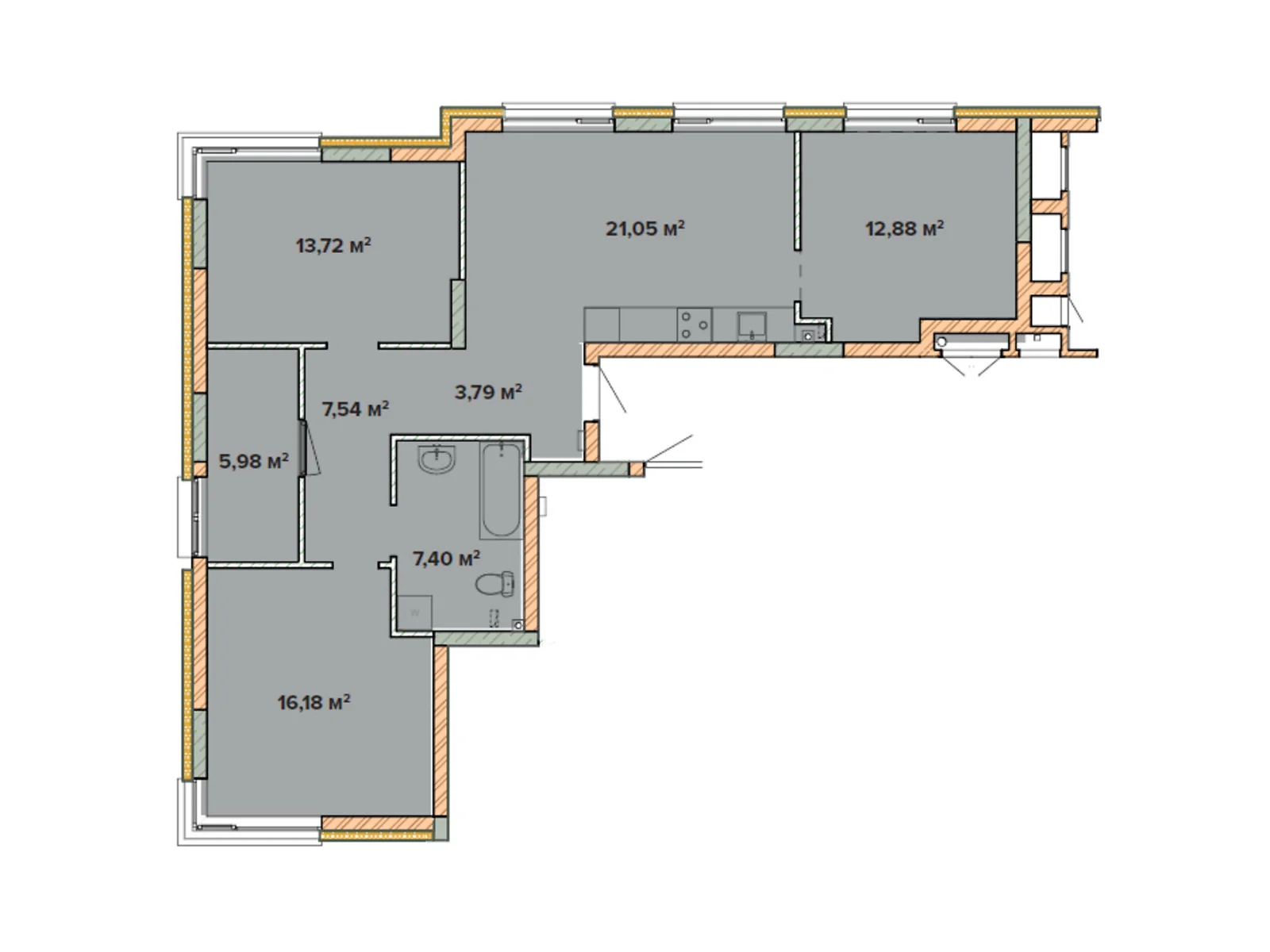 Продается 3-комнатная квартира 88.54 кв. м в Броварах, цена: 59765 $