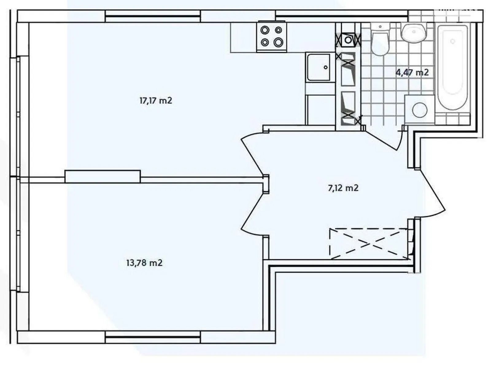 Продается 1-комнатная квартира 43 кв. м в Киеве, просп. Правды, 49