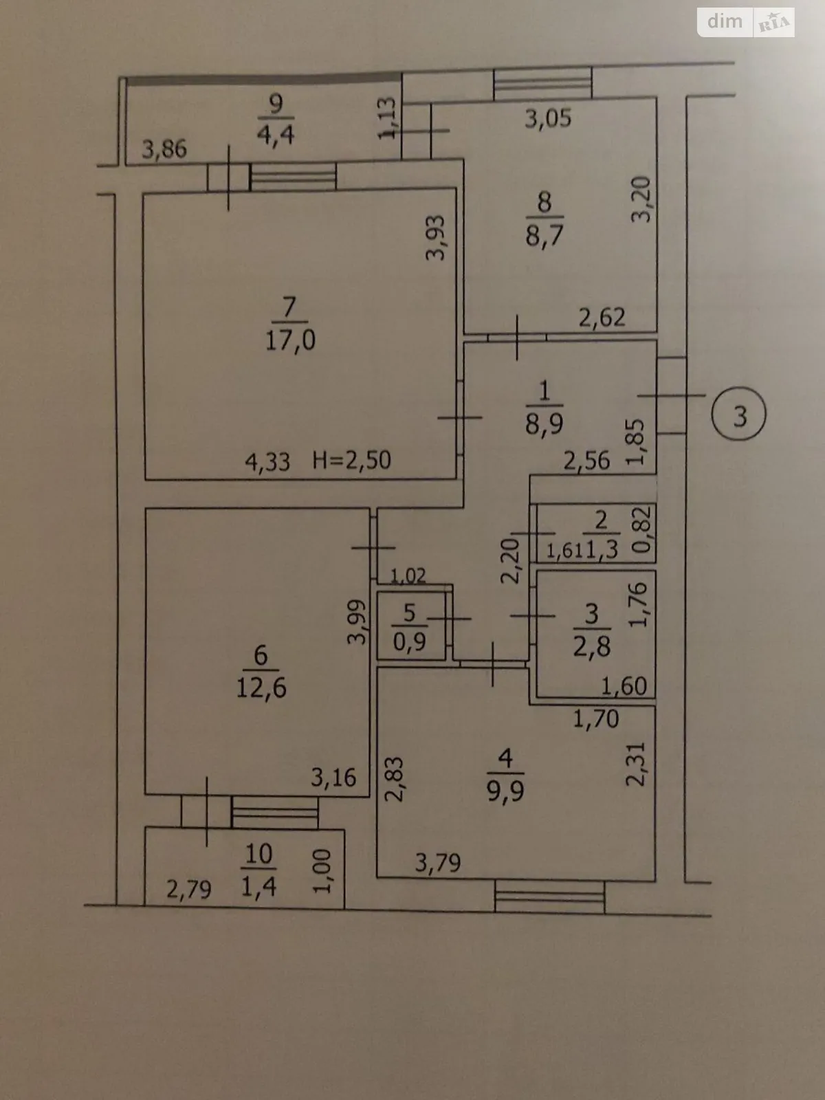 Продается 3-комнатная квартира 67.9 кв. м в Ладыжине, цена: 45000 $