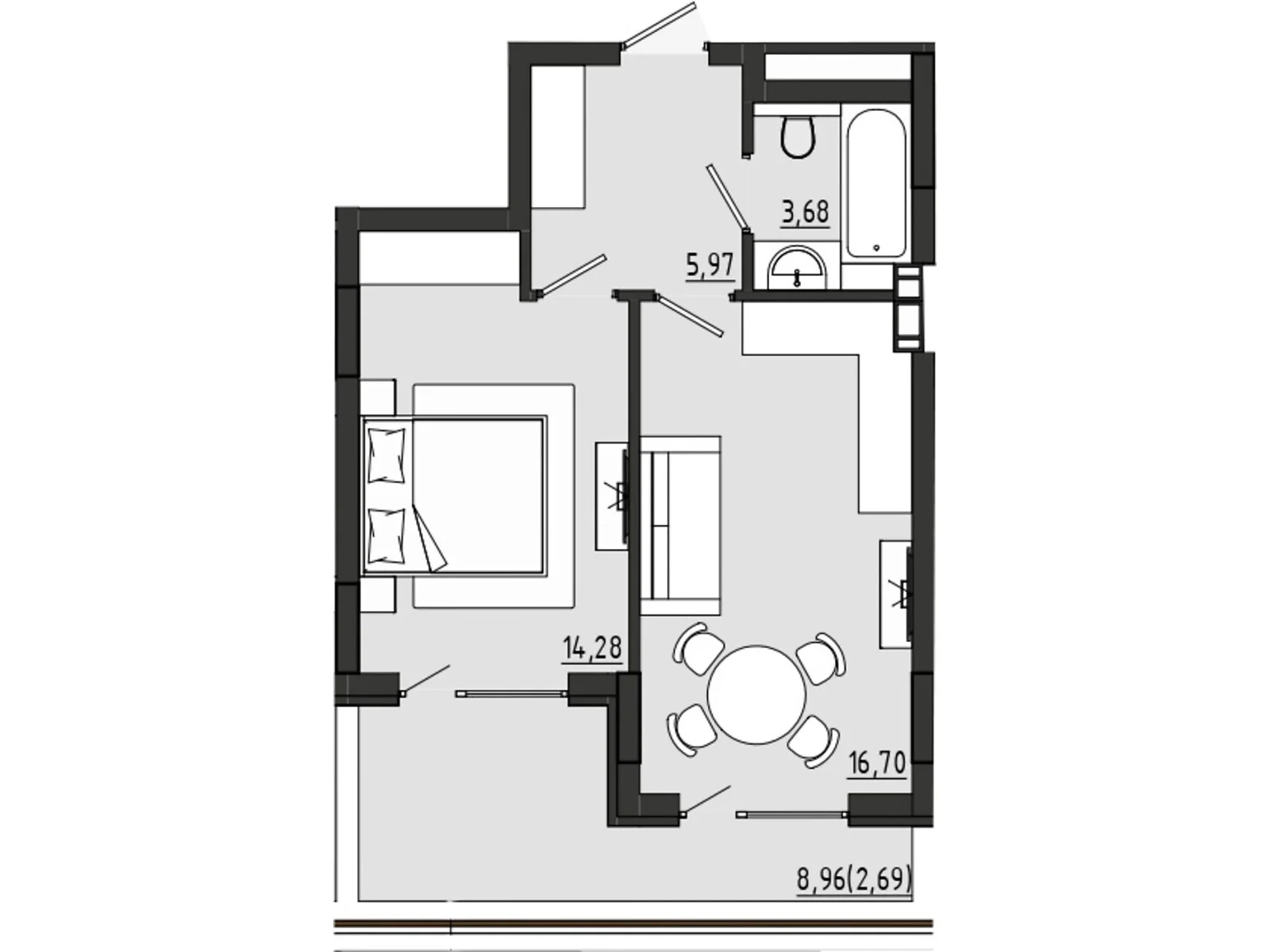 Продається 1-кімнатна квартира 43.32 кв. м у, цена: 33790 $ - фото 1
