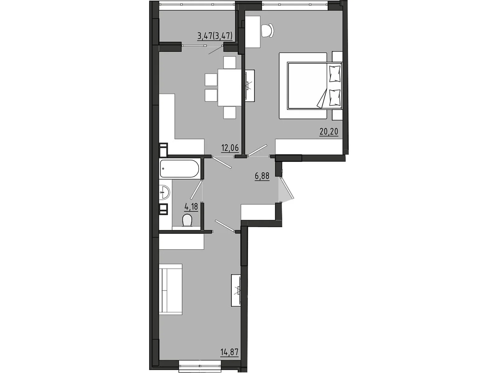 Продається 2-кімнатна квартира 61.66 кв. м у Фонтанці, вул. Чехова, 1 - фото 1