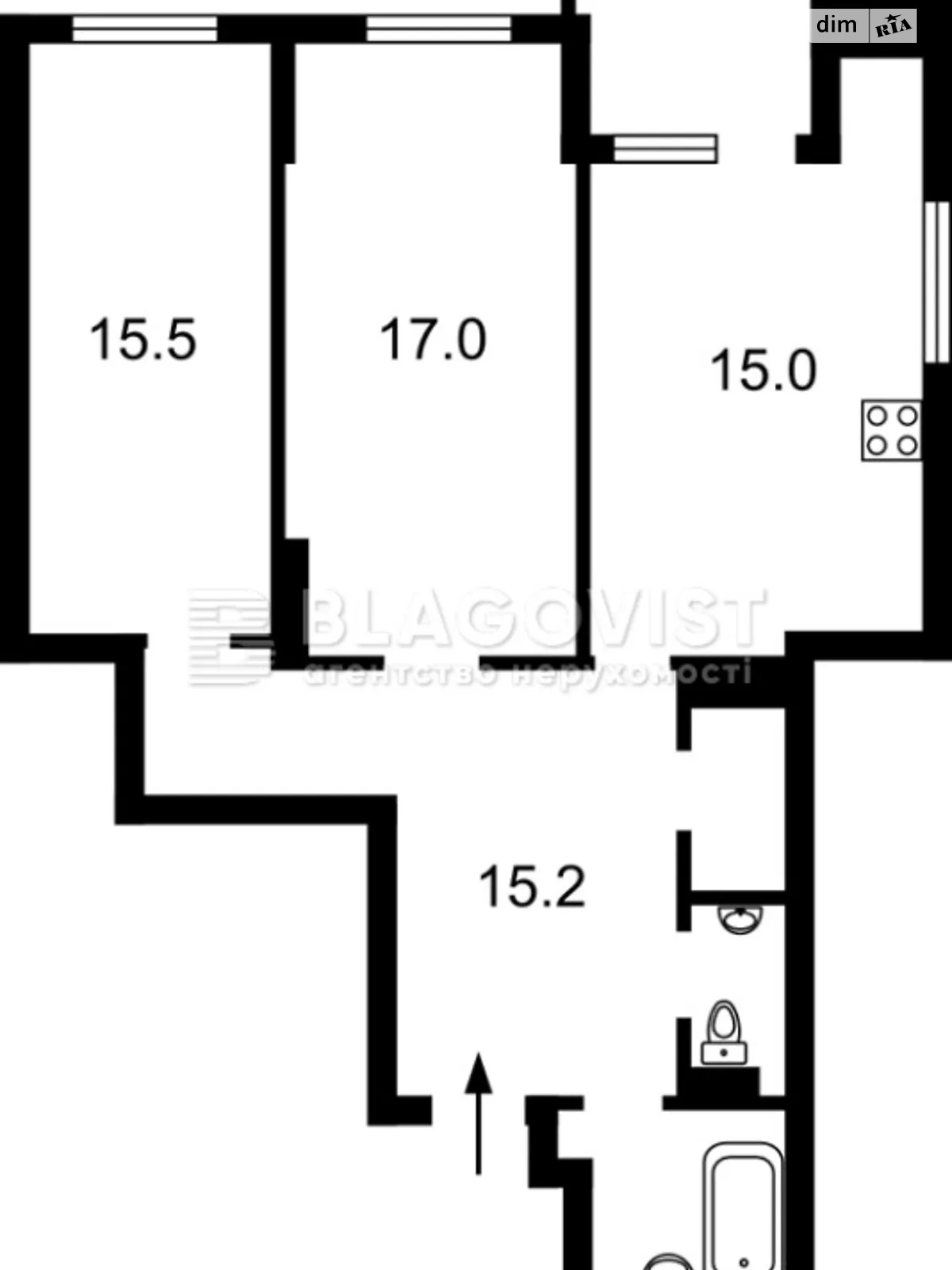 Продается 2-комнатная квартира 73.7 кв. м в Киеве, ул. Кустанайская, 13А