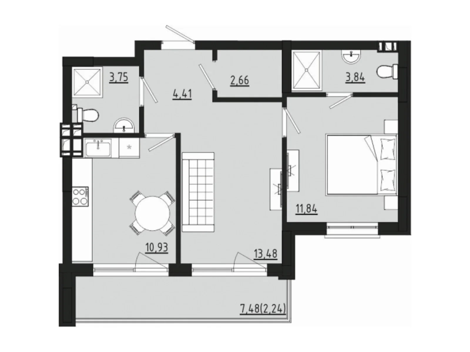 Продается 2-комнатная квартира 52.55 кв. м в Фонтанке, цена: 43354 $ - фото 1