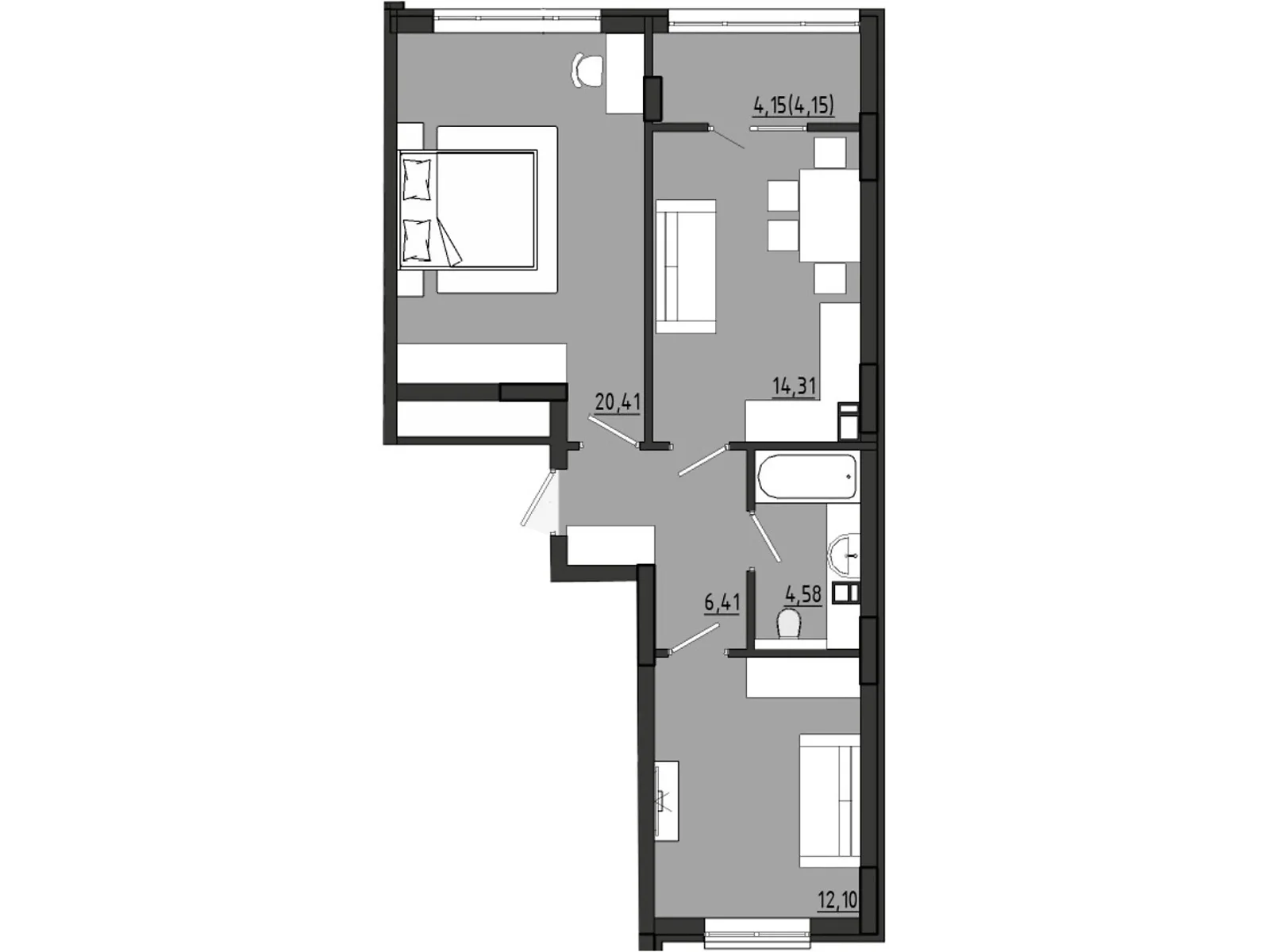 Продається 2-кімнатна квартира 61.96 кв. м у Фонтанці, вул. Чехова, 1 - фото 1