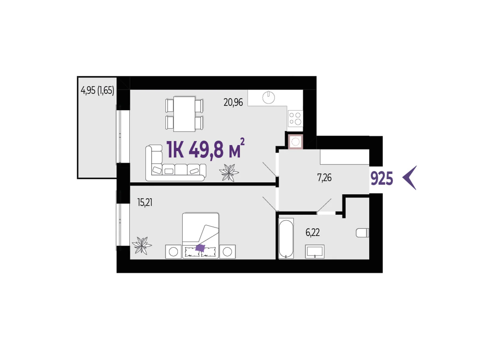 Продается 1-комнатная квартира 49.8 кв. м в Ивано-Франковске, ул. Гетьмана Ивана Мазепы, 168