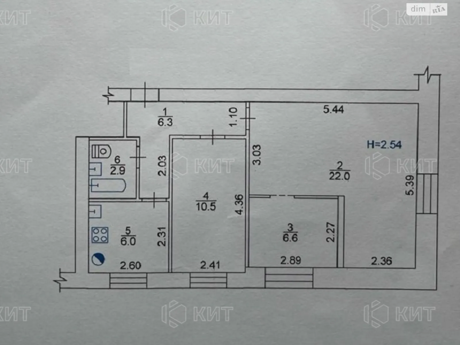 Продается 3-комнатная квартира 54.3 кв. м в Харькове, ул. Багалея, 5 - фото 1