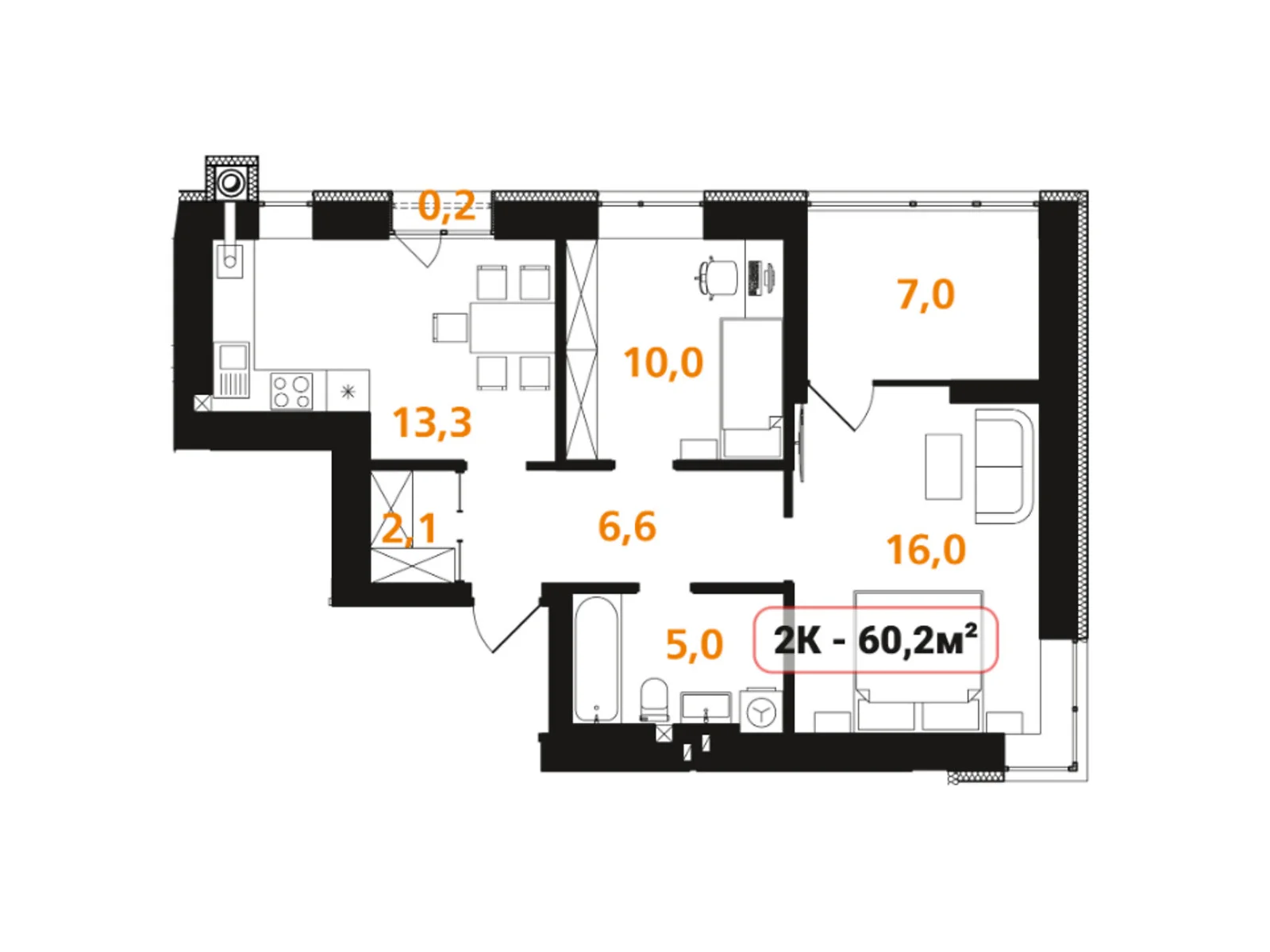 Продается 2-комнатная квартира 60.2 кв. м в Ивано-Франковске, цена: 36722 $