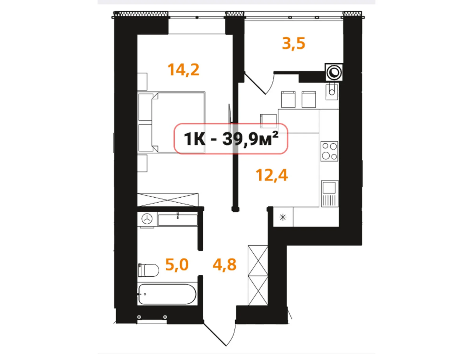 Продается 1-комнатная квартира 39.9 кв. м в Ивано-Франковске, ул. Отца Блавацкого, 8