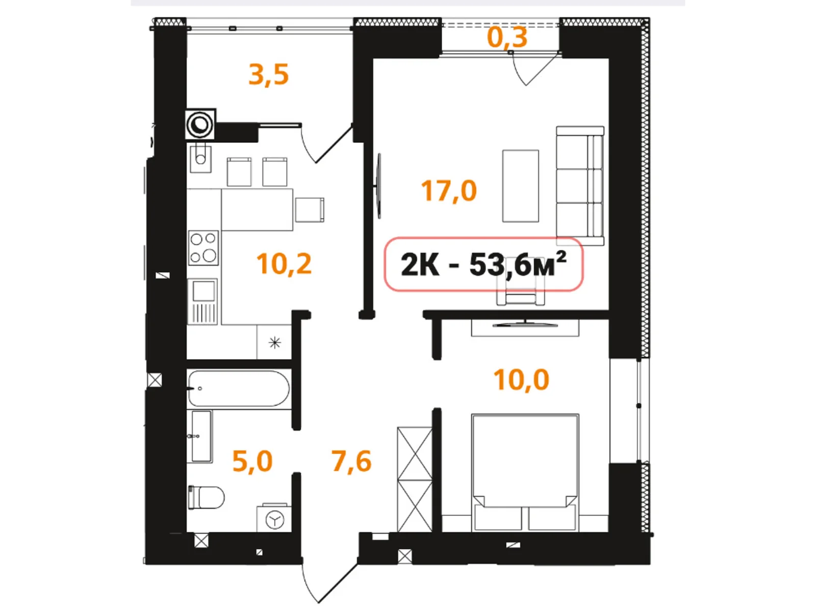 Продается 2-комнатная квартира 53.6 кв. м в Ивано-Франковске, цена: 36984 $ - фото 1